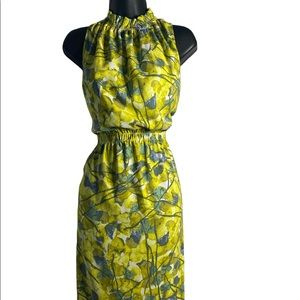 Prologue Yellow and Green Leaf Dress